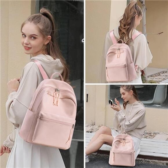 Womens Mini Backpack Water-resistant Pink - Picture 2 of 6